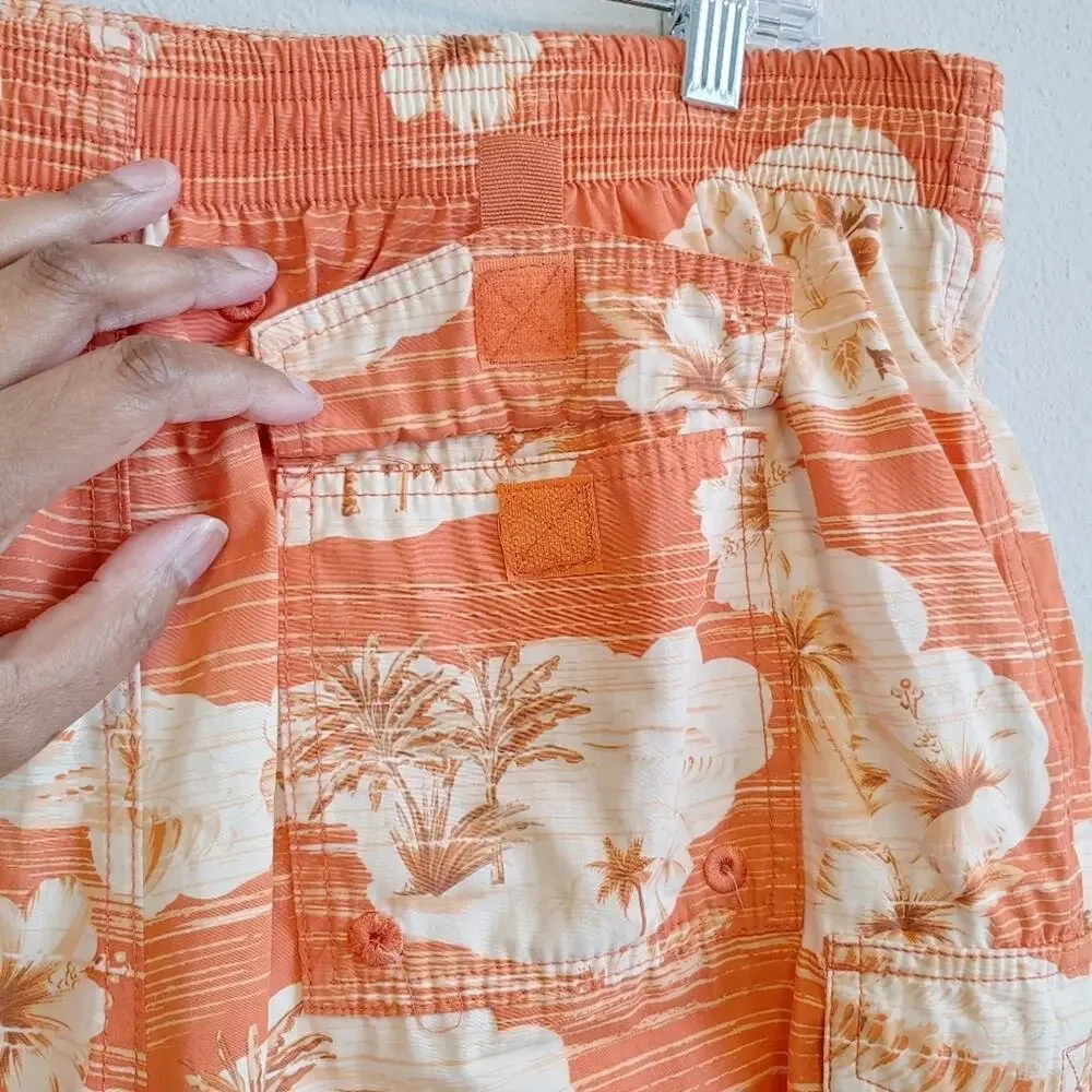 Tori Richard Men's Tropical Hawaiian Vacation Palm Trees Swim Trunks Sz L